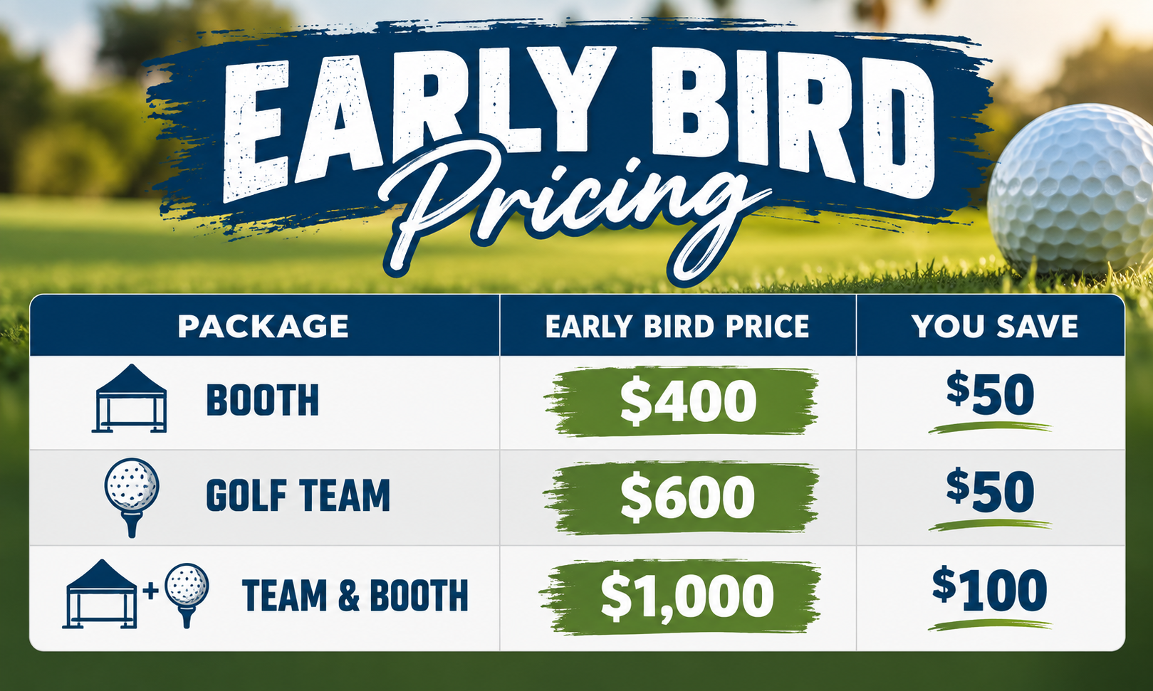 Early Bird pricing for the 2027 TSOGC convention and golf tournament